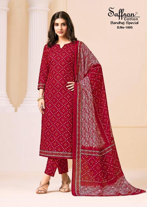 Saffron bandhej special dress material wholesale in hyderabad